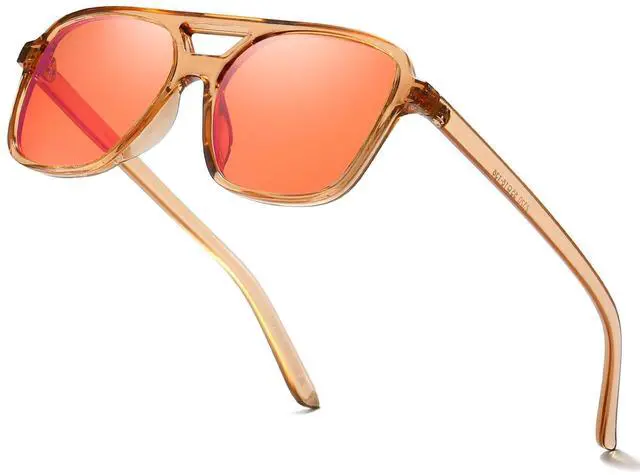 Main image of SODQW Gaming Blue Light Blocking Glasses for Men Women Reduce Eyestrain Orange Aviator Eyeglasses for Computer TV