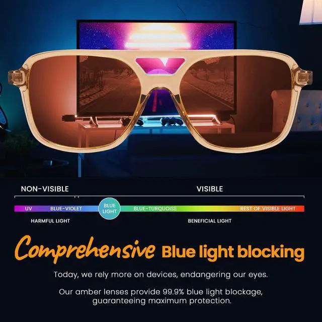 Alt view image 3 of 5 - SODQW Gaming Blue Light Blocking Glasses for Men Women Reduce Eyestrain Orange Aviator Eyeglasses for Computer TV