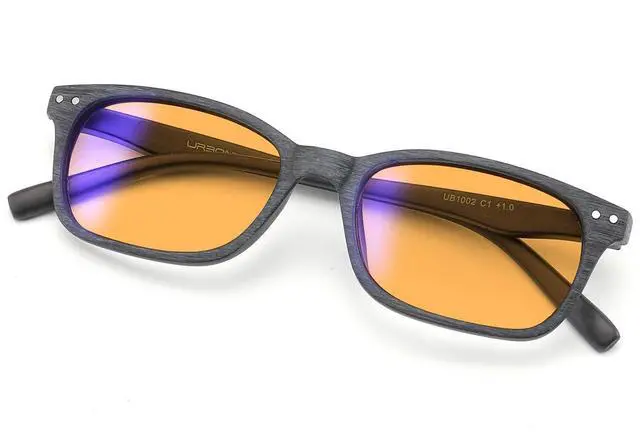 Main image of UrbanLens Blue Light Blocking Reading Glasses - For Better Sleep, Reduce Eye Strain for Women + Men, With Wooden Finishes (Black, 1.25, x)