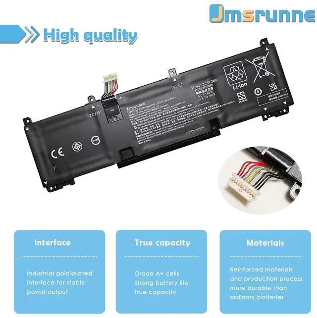 Alt view image 3 of 5 - Jmsrunne 51.3Wh RH03XL Laptop Battery Replacement for HP Probook 440 G10/445 G9 G10/450 G10/455 G10/460 EliteBook 640 G9 G10/655 G10/650 G10 Series 11.58V
