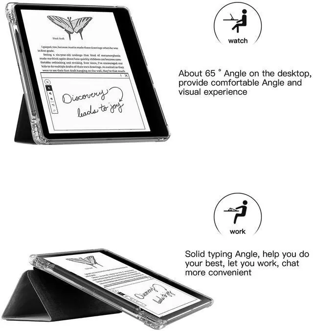 Alt view image 5 of 5 - Feitenn Case for Kindle Scribe Tablet, Flip PU Leather Case with Pen Holder Auto Wake Up & Sleep Smart Cover Case with Magnetic Stand for KindleScribe 10.2 2022 Release (Black)