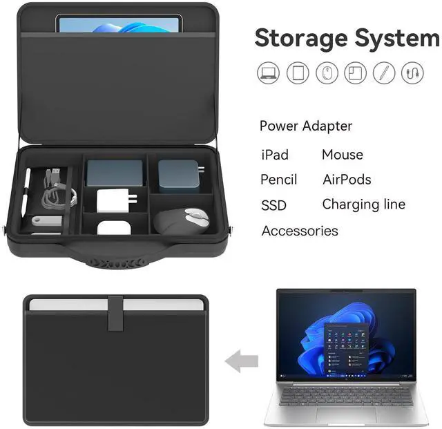Alt view image 2 of 5 - Smatree Hard Laptop Shoulder Case for 13-14 inch ASUS Zenbook 14/14X/S 14/A14/13/Flip 13/S 13 OLED/Flip-OLED/Copilot+PC, for Vivobook 14/14Flip/S 14/Go 14Flip/13 Slate OLED, ExpertBook P5/B9/B9/CX54