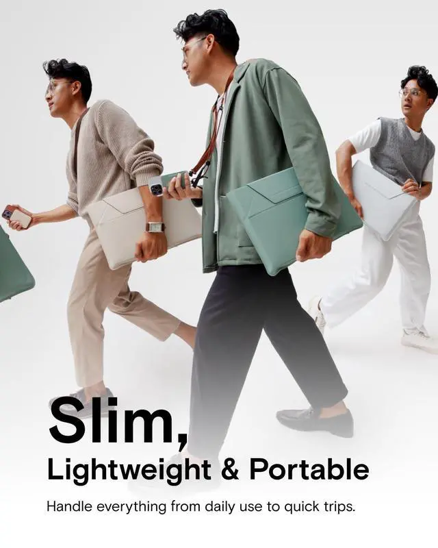 Alt view image 3 of 5 - MOFT Laptop Carry Sleeve, 2-in-1 Laptop Bag & Stand for 13" MacBook Air/Pro & Dell/HP/Lenovo/Asus, Stylish Slim Computer Sleeve Bag with Expandable Storage for Computer Accessories, Misty Cove