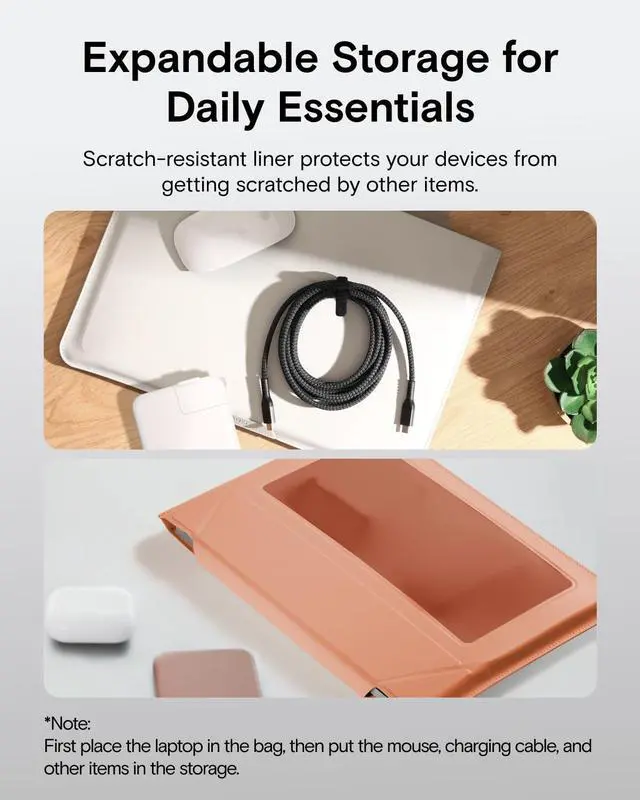 Alt view image 5 of 5 - MOFT Laptop Carry Sleeve, 2-in-1 Laptop Bag & Stand for 13" MacBook Air/Pro & Dell/HP/Lenovo/Asus, Stylish Slim Computer Sleeve Bag with Expandable Storage for Computer Accessories, Misty Cove