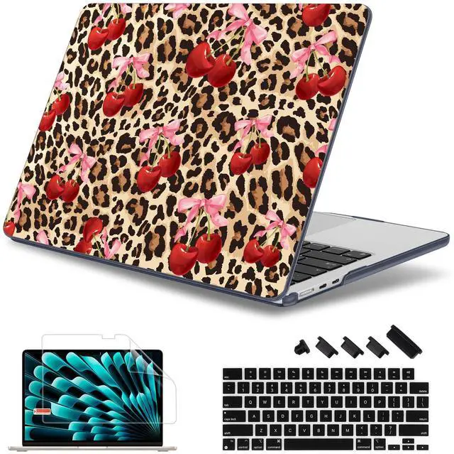 Main image of May Chen for M4 MacBook Air 13.6 Inch Case 2025-2022 Release Models: A3240 A3113 M3 A2681 M2, Plastic Hard Shell Case for MacBook Air 13.6" with Retina Display Fits Touch ID, Cherry and Cheetah