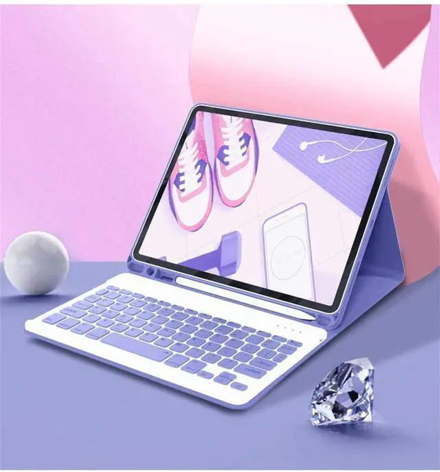 Main image of Color Keyboard for Samsung Galaxy Tab A8 10.5 inch 2022 (SM-X200/X205/X207) Keyboard Case Cute Detachable Removable Wireless Bluetooth Keyboard Cover (Purple)