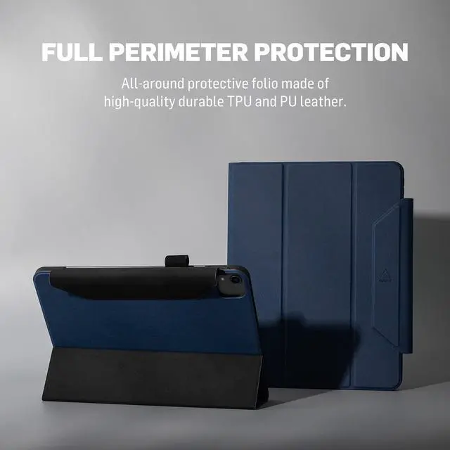 Alt view image 2 of 5 - Adonit Trifold Case Compatible with iPad Pro 11 Inch 2021(Blue), Magnetic Stand Case with Clasp, Auto Sleep and Wake, Pencil 2 Wireless Charging, Stylus Pens Holder