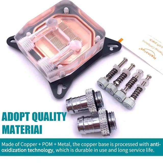 Alt view image 4 of 5 - Computer GPU Water Cooling Block,Computer GPU Universal Water Cooler Block - G1/4 inch Thread,Copper POM Metal Water Cooling System Parts Kits