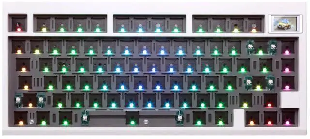 Main image of BOYI GMK81 Barebones Keyboard,VIA Programable Gasket Mounted BT5.0/2.4GHz/Type-C Wired 75% Size Hot-Swap RGB Custom DIY Mechanical Keyboard Kit with Screen (GMK81-White)