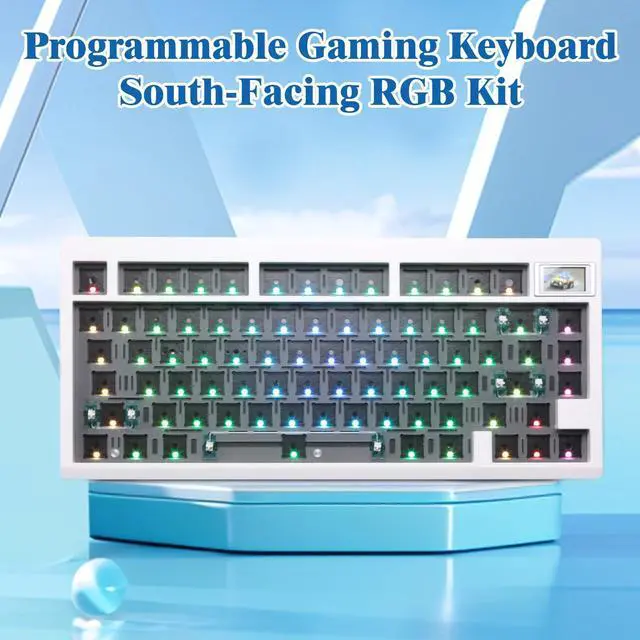 Alt view image 4 of 5 - BOYI GMK81 Barebones Keyboard,VIA Programable Gasket Mounted BT5.0/2.4GHz/Type-C Wired 75% Size Hot-Swap RGB Custom DIY Mechanical Keyboard Kit with Screen (GMK81-White)