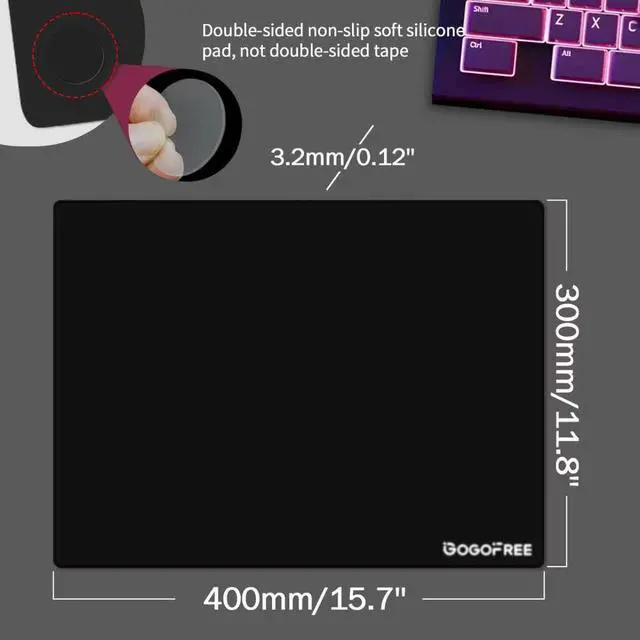 Alt view image 3 of 5 - Mousepad with Hard Surface for Gaming, Ultra Smooth Mouse Mat, Water-Resistant Large Mouse Pad Precision Speed Control for Esport Games/Office, (Black 15.7×11.8)