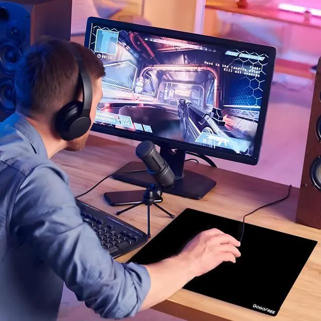 Alt view image 2 of 5 - Mousepad with Hard Surface for Gaming, Ultra Smooth Mouse Mat, Water-Resistant Large Mouse Pad Precision Speed Control for Esport Games/Office, (Black 15.7×11.8)