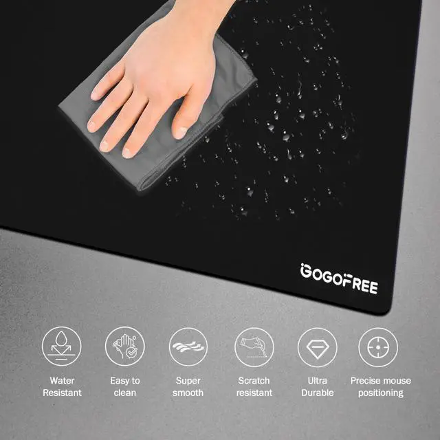 Alt view image 4 of 5 - Mousepad with Hard Surface for Gaming, Ultra Smooth Mouse Mat, Water-Resistant Large Mouse Pad Precision Speed Control for Esport Games/Office, (Black 15.7×11.8)