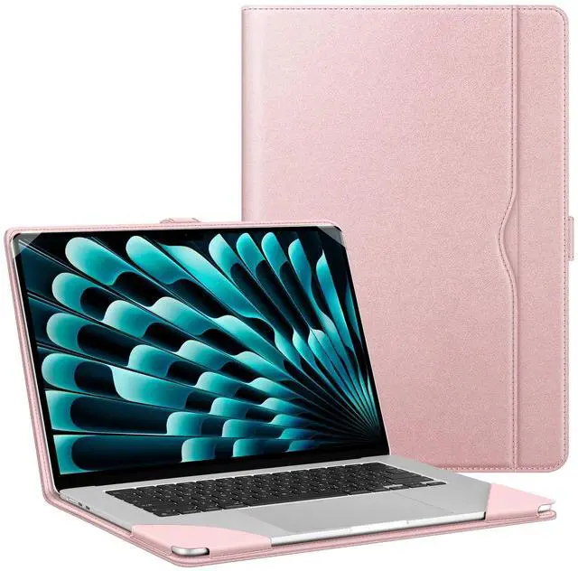 Main image of Fintie Sleeve Case for MacBook Air 15 Inch A3241 A3114 A2941 (2023 2024 2025 Release), Premium PU Leather Folio Book Cover for MacBook Air 15.3" M2 M3 M4 Chip with Touch ID (Rose Gold)