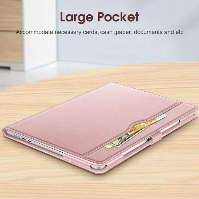 Alt view image 3 of 5 - Fintie Sleeve Case for MacBook Air 15 Inch A3241 A3114 A2941 (2023 2024 2025 Release), Premium PU Leather Folio Book Cover for MacBook Air 15.3" M2 M3 M4 Chip with Touch ID (Rose Gold)