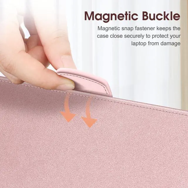 Alt view image 5 of 5 - Fintie Sleeve Case for MacBook Air 15 Inch A3241 A3114 A2941 (2023 2024 2025 Release), Premium PU Leather Folio Book Cover for MacBook Air 15.3" M2 M3 M4 Chip with Touch ID (Rose Gold)
