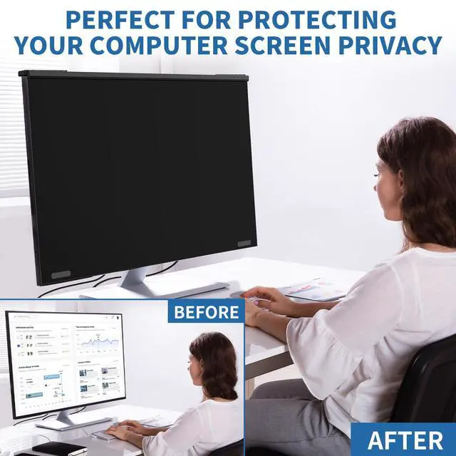 Alt view image 3 of 5 - DEJIMAX 32 Inch Computer Privacy Screen Filter for 16:9 Widescreen Computer Monitor Magnetic Privacy Shield Computer Screen Protector Anti Glare and Blue Light
