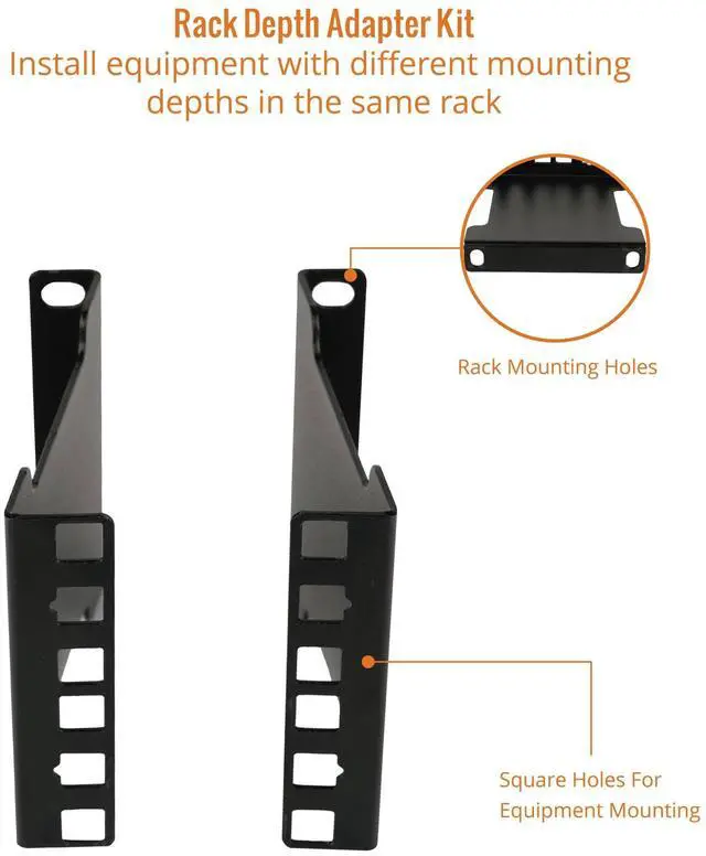 Alt view image 4 of 5 - Tecmojo Server Rack Depth Extender - 2U - 4inch Depth - TAA Compliant - Recessed Rack Adapter - Rack Mount Adapter Kit - Network Rack Extender