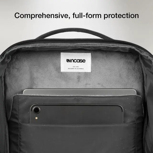 Alt view image 3 of 5 - Incase A.R.C. Daypack 24L  Travel Backpack and Laptop Bag for School - Fits up to 16 inch Laptop - 4 Zippered Compartments, 2 Water Bottle Pockets - Commuter and College Backpack - Black