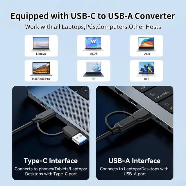 Alt view image 4 of 5 - DERSUR USB 3.0 to Dual HD Adapter, Type C to HD Splitter for 2 Monitors, Double 1080P@60Hz Universal Multiple Screen Connector, Extended Display Adapter for MacOS 10.15/Windows 11/10/8.1/8/7