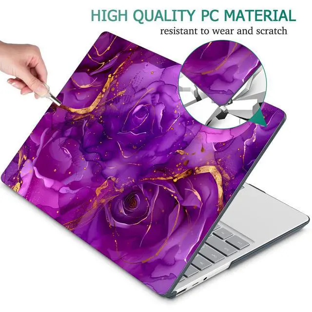 Alt view image 4 of 5 - Lepeoac Case for 13.5" Microsoft Surface Laptop 5/4/3 with Metal Palm Rest ONLY 2019-2022 Release Models:1868/1951, Plastic Hard Shell Case with Keyboard Cover & Screen Protector, Purple Marble Roses