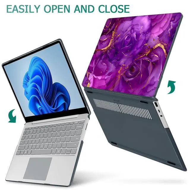 Alt view image 5 of 5 - Lepeoac Case for 13.5" Microsoft Surface Laptop 5/4/3 with Metal Palm Rest ONLY 2019-2022 Release Models:1868/1951, Plastic Hard Shell Case with Keyboard Cover & Screen Protector, Purple Marble Roses