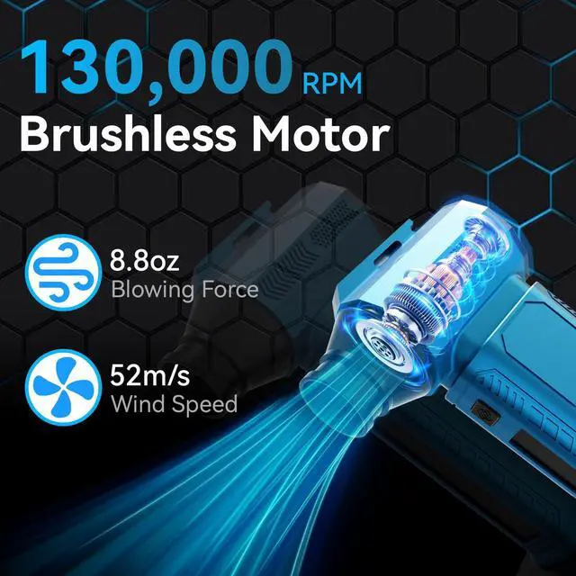 Alt view image 3 of 5 - Compressed Air Duster Cordless Dust Blower for Makita 18V Battery, 130000RPM Brushless Turbo Fan Handheld Mini Jet Dry Blower for Keyboard Car Camping Workshop Home Cleaning(Battery Not Included)