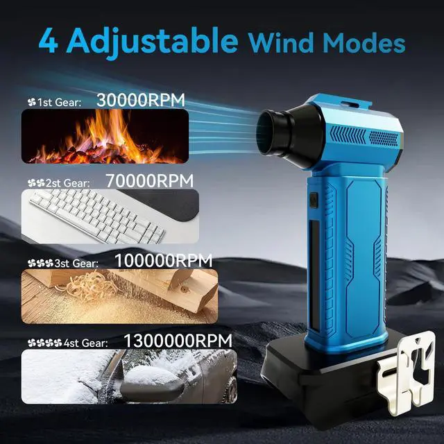 Alt view image 5 of 5 - Compressed Air Duster Cordless Dust Blower for Makita 18V Battery, 130000RPM Brushless Turbo Fan Handheld Mini Jet Dry Blower for Keyboard Car Camping Workshop Home Cleaning(Battery Not Included)