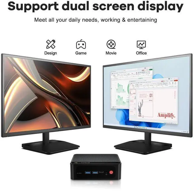 Alt view image 3 of 5 - Beelink SER5 Mini PC W11 Pro, AMD Ryzen 5 5500(6C/12T up to 4 GHz), 16GB DDR4 500GB NVME SSD Graphics 6 core, WiFi 6/BT5.2/Dual Display Mini PC Computer