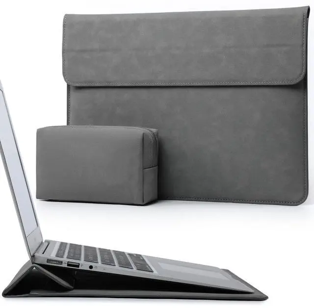 Main image of HYZUO 13 Inch Laptop Sleeve Case with Stand for 2025-2018 MacBook Air 13 M4 M3 M2 M1, 2025-2016 MacBook Pro 13 M2 M1, 13" iPad Pro/Air, Surface Pro 11/10/9, XPS 13, with Pouch, Dark Gray