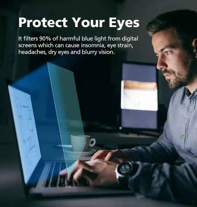 Alt view image 2 of 5 - Diacube 2-PACK 23.6 Inch DIAGONAL 16:9 Computer Blue Light Blocking Screen Protector for Widescreen Desktop PC LED Monitor and Laptop - Eye Protection | Anti-UV | Anti-Glare