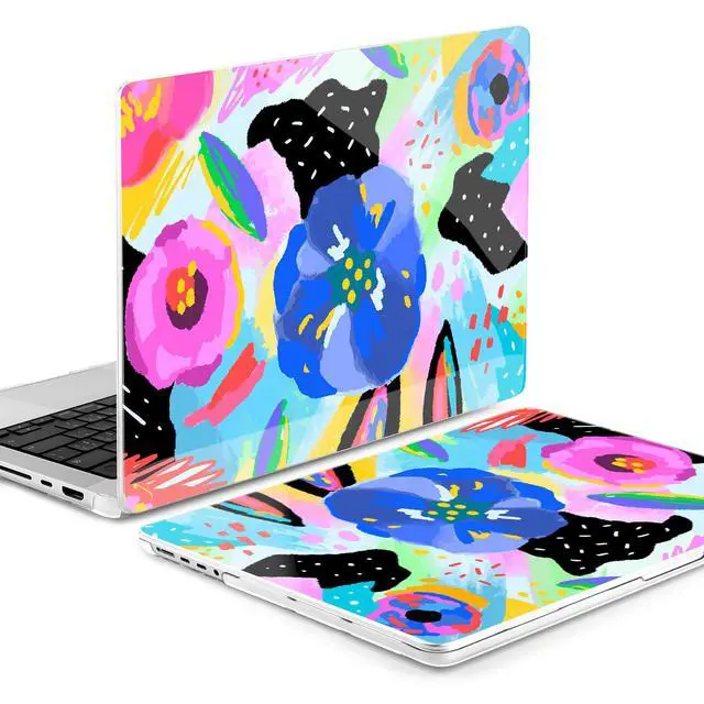 Alt view image 3 of 5 - MEEgoodo Case for MacBook Pro 14 inch (M5/M4/M3/M2/M1) 2025 2024 2023 2021, Laptop Hard Shell Case Fit Model A3434/A3112/A3401/A3185/A2918/A2992/A2779/A2442 Pro/Max, Colorful Painted Floral