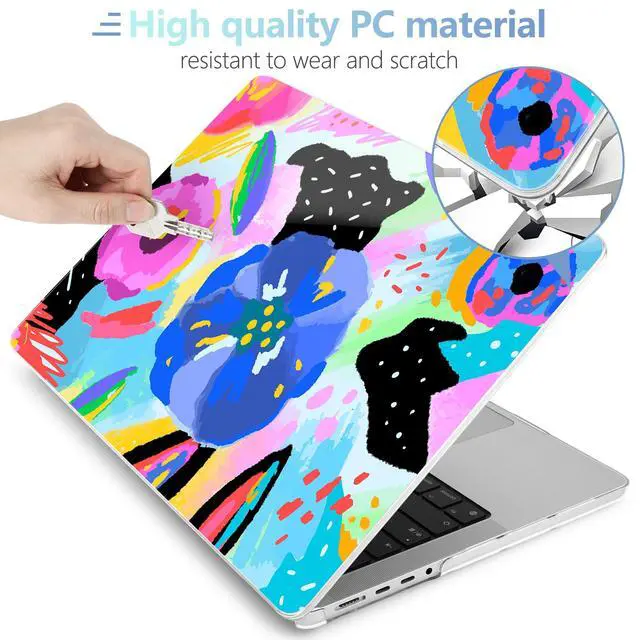Alt view image 4 of 5 - MEEgoodo Case for MacBook Pro 14 inch (M5/M4/M3/M2/M1) 2025 2024 2023 2021, Laptop Hard Shell Case Fit Model A3434/A3112/A3401/A3185/A2918/A2992/A2779/A2442 Pro/Max, Colorful Painted Floral