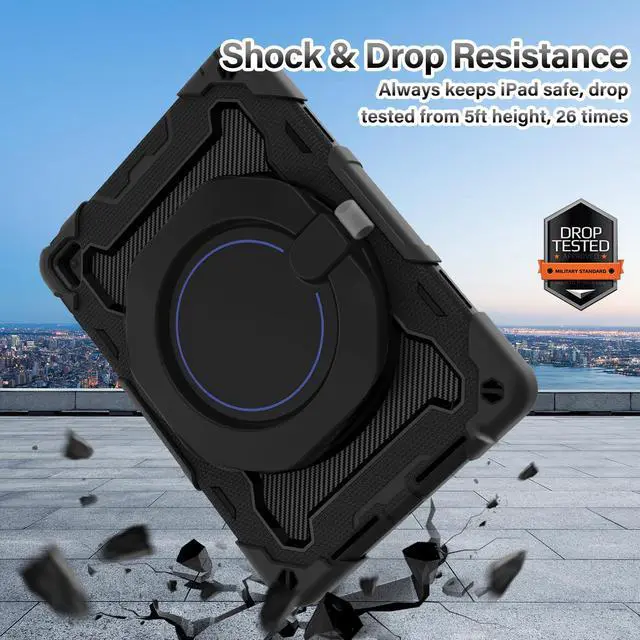 Alt view image 5 of 5 - ROISKIN iPad 6th 5th Generation Case 9.7 Inch, Pro 9.7, Air 2 with 360 Kickstand Hand Strap [Screen Protector, 15ft Drop Protection]Heavy Duty Air 2 /Pro 9.7 / iPad 6th 5th Gen Case for Kids Women Men