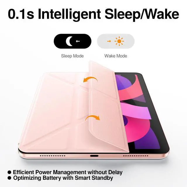 Alt view image 5 of 5 - SMARTDEVIL for iPad Air 10.9 Inch Case (2022/2020, 5th/4th Generation), Auto Wake/Sleep, 5 Standing Angles, Full Pencil 2 Support, Rebound Magnetic Case, Pink