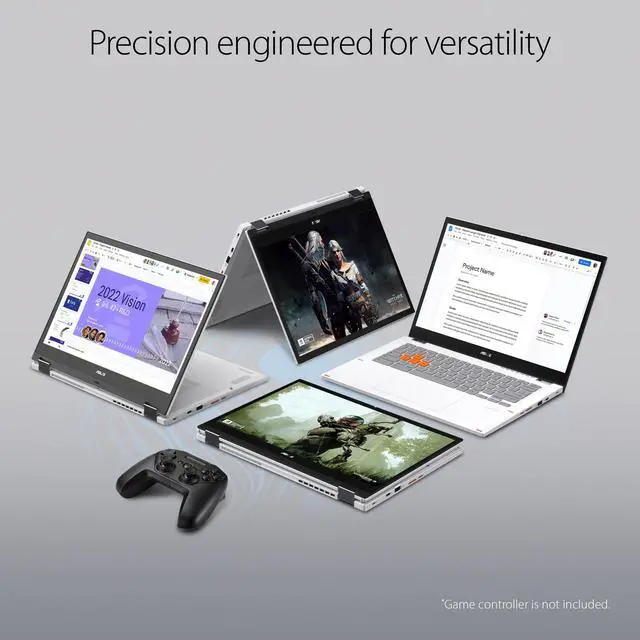 Alt view image 3 of 5 - ASUS Chromebook Vibe CX34 Flip Cloud Gaming Laptop with Stylus, 14" 144 Hz Touch Display (1920x1200), Intel® Core i5-1235U Processor, 256GB SSD, 8GB RAM, ChromeOS, Pearl White, CX3401FBA-DH586T-S