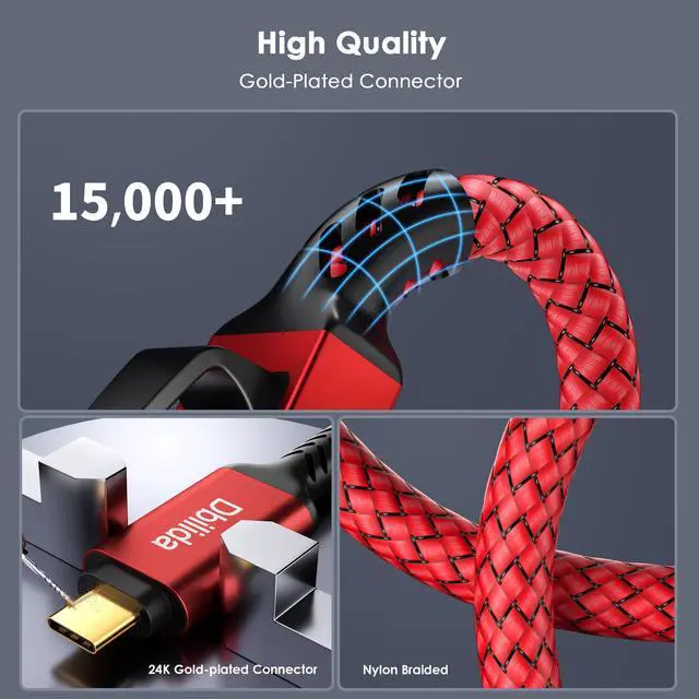 Alt view image 3 of 5 - USB C to Ethernet Cable 25 FT - 2 in 1, USB A/C to RJ45 Cable, 1Gbps Braided Ethernet to USB C Cable, Type C to RJ45 Ethernet for Thunderbolt 4/5, MacBook Pro/Air, iPhone 16/17, XPS, Galaxy S24