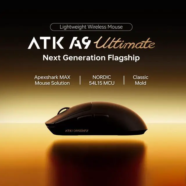 Alt view image 2 of 5 - ATK Dragonfly A9 Series Wireless Gaming Mouse, Lightweight 5357g, PAW3950 Ultra / PAW3395 Sensor, Up to 42000 DPI, 8K Polling, Ice-Feel Coating, Tri-Mode Connectivity (A9 Ultimate, White)