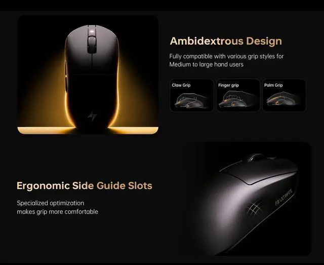 Alt view image 5 of 5 - ATK Dragonfly A9 Series Wireless Gaming Mouse, Lightweight 5357g, PAW3950 Ultra / PAW3395 Sensor, Up to 42000 DPI, 8K Polling, Ice-Feel Coating, Tri-Mode Connectivity (A9 Ultimate, White)