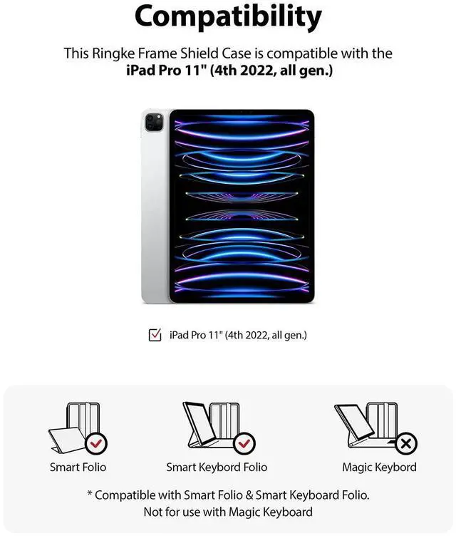 Alt view image 2 of 5 - Ringke Frame Shield Designed for iPad Pro 11 2021 Keyboard Case (11-inch, 3rd Generation) - Matte Silver