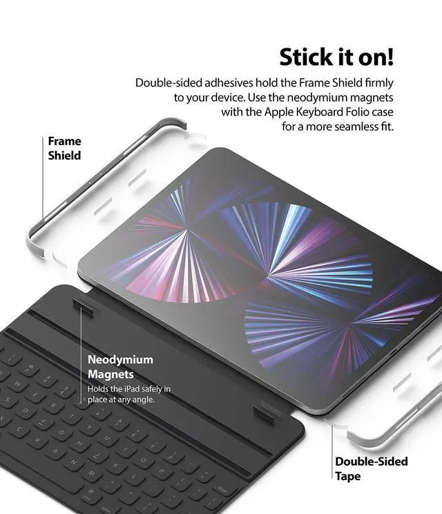 Alt view image 3 of 5 - Ringke Frame Shield Designed for iPad Pro 11 2021 Keyboard Case (11-inch, 3rd Generation) - Matte Silver