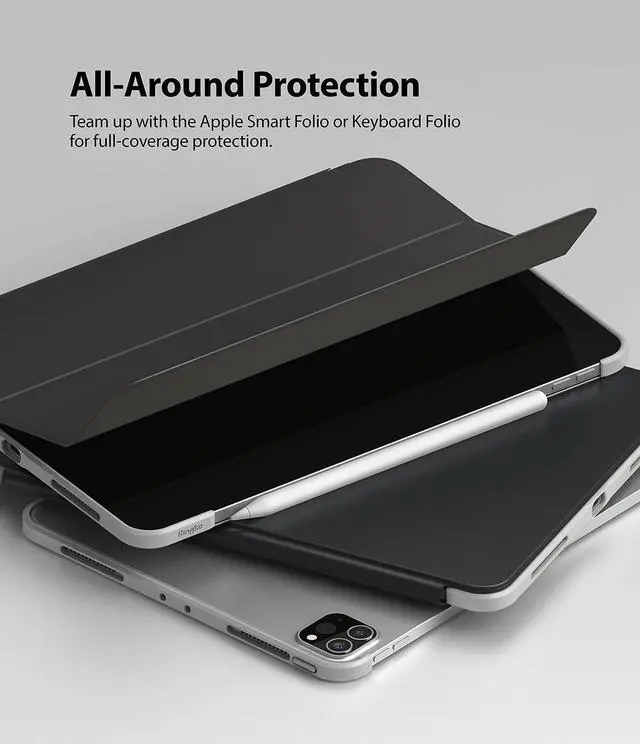 Alt view image 4 of 5 - Ringke Frame Shield Designed for iPad Pro 11 2021 Keyboard Case (11-inch, 3rd Generation) - Matte Silver