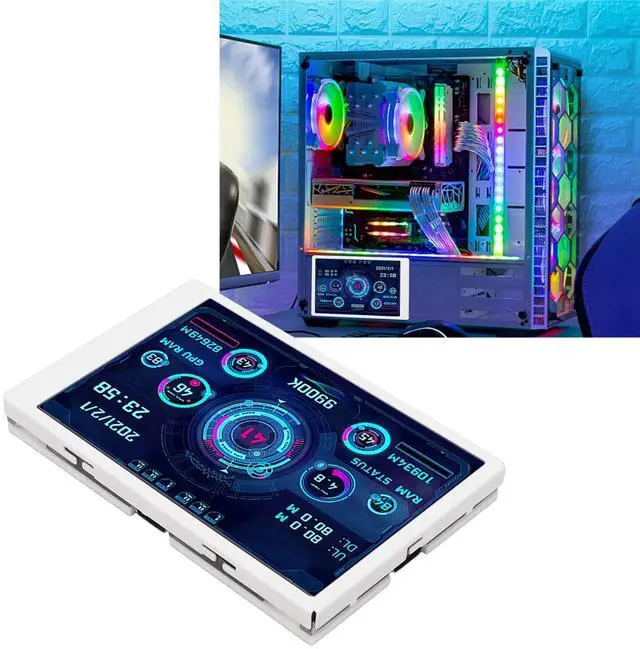 Alt view image 2 of 5 - LUCKDANO Computer Temperature Monitor, Small Screen, Display for AIDA64 PC, CPU Data Monitor, Easy to Use for Computer Enthusiasts, 3.5 USB (White)