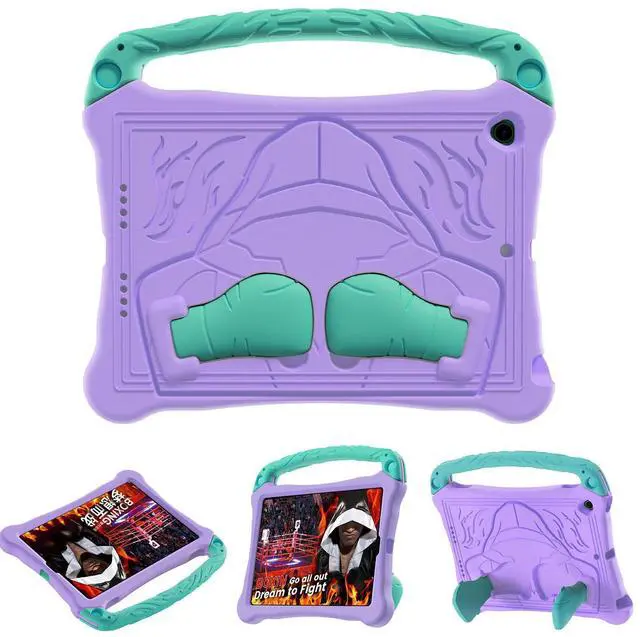 Main image of Dteck for iPad Air 3rd Generation and iPad Pro Case 10.5" 2019/2017 Release, Cute Boxing Shockproof Hard Case with Handle/Kickstand/Shoulder Strap, Protective Lightweight Kids-Friendly Cover, Purple