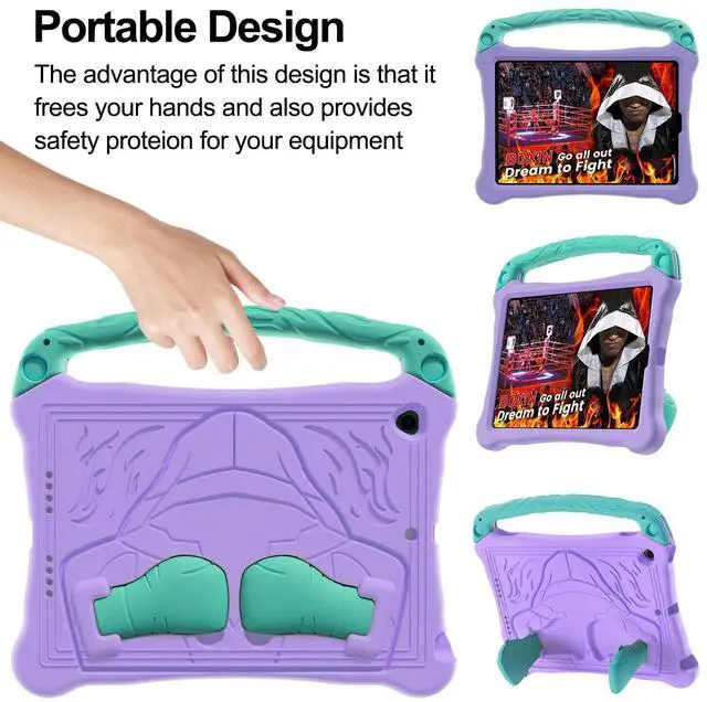Alt view image 2 of 5 - Dteck for iPad Air 3rd Generation and iPad Pro Case 10.5" 2019/2017 Release, Cute Boxing Shockproof Hard Case with Handle/Kickstand/Shoulder Strap, Protective Lightweight Kids-Friendly Cover, Purple