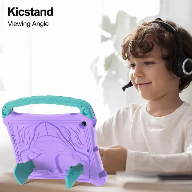 Alt view image 4 of 5 - Dteck for iPad Air 3rd Generation and iPad Pro Case 10.5" 2019/2017 Release, Cute Boxing Shockproof Hard Case with Handle/Kickstand/Shoulder Strap, Protective Lightweight Kids-Friendly Cover, Purple