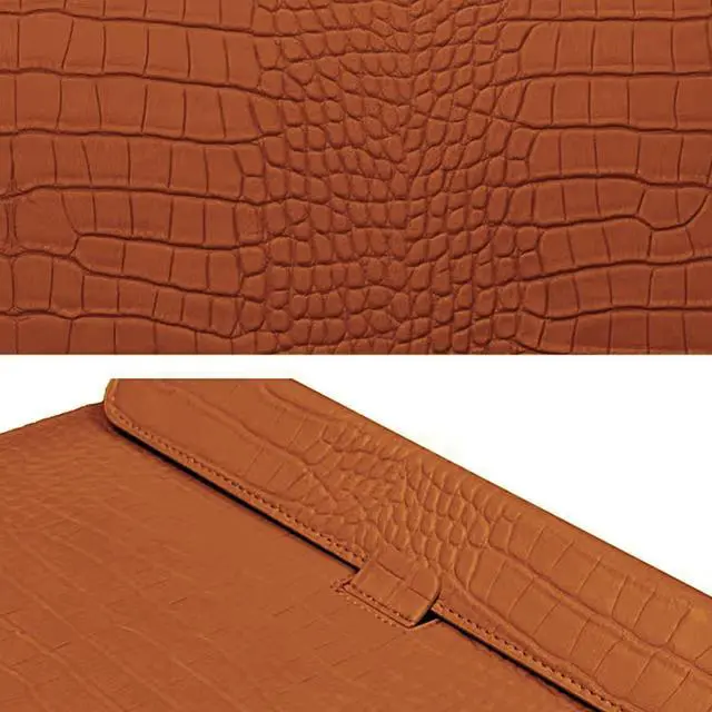 Alt view image 5 of 5 - LCMOCICO Laptop Sleeve with Stand, Crocodile Grain PU Leather Flap Bags for MacBook Air 15 inch M2 A2941 Notebook Bag for Mac Pro 16 M2/M1 A2780 A2485 A2141 2019-2023,Pro Retina 15 2012-2019, Brown