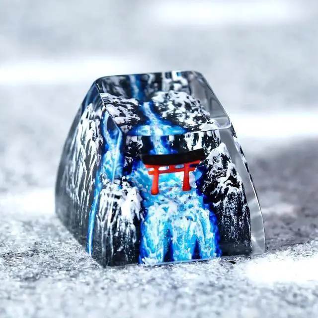 Alt view image 2 of 5 - Japanese Shrine Red Torii Gate Artisan Keycap with Winter Waterfall R1 SA Profile Custom Keycaps 1U ESC Handmade Gaming Resin Key Cap Cherry MX Switch Compatible Mechanical Keyboard Japan Lover Gift