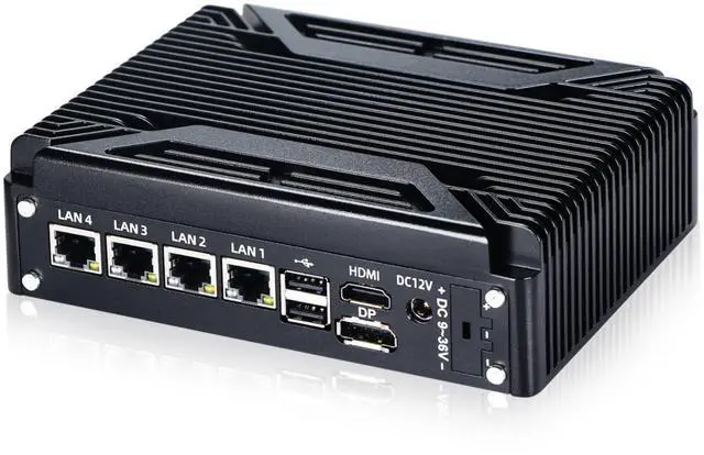 Main image of Sharevdi Fanless Firewall Mini PC 4X 2.5GbE i226 Ethernet Gigabit LAN NIC Intel N100(up to 3.4GHz) Network Gateway Soft Router, 6*USB/HD/COM/VT-x/Apo/WOL/ 8GDDR4 128G M.2 SSD (Intel N100)