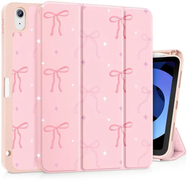 Main image of Tuiklol Case for iPad Air 11 inch (M3 2025/M2 2024) 7th/6th Gen/iPad Air 10.9 inch 5th/4th Gen 2022 2020 with Pencil Holder,Slim Protective Auto Sleep/Wake Trifold Stand Cover, Pink Bows
